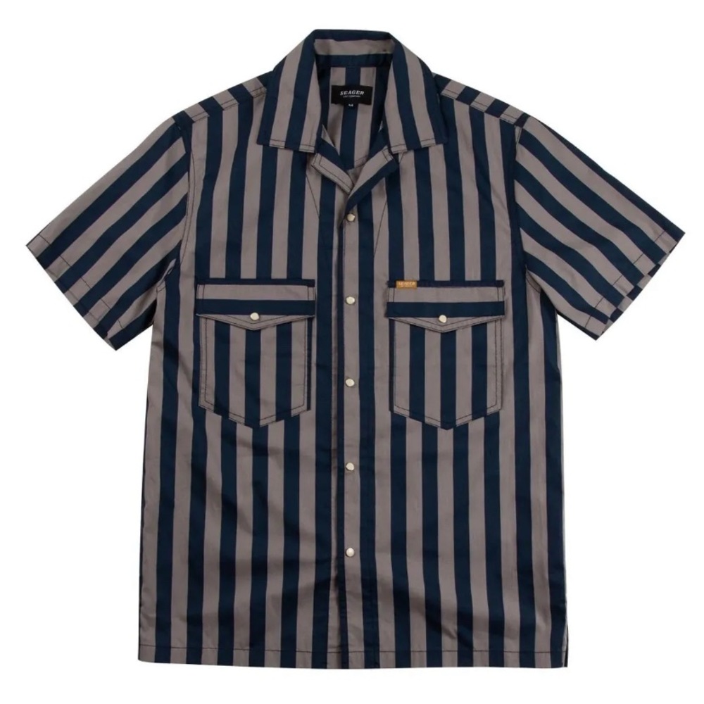 Seager Co Western Pearl Snap Button Shirt Size Medium Blue/Grey